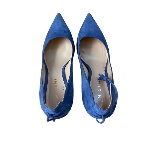 M. Gemi Blue Suede Tassel Heels Pointed Toe Women’s Size 8.5 / 39 - Picture 5 of 11